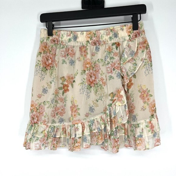 Zara Skirt Floral Print Ruffle Mini Pull On Elastic Blogger Fave - Picture 4 of 12